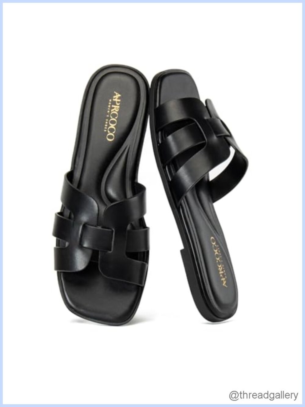 Women's Faux Leather Flat Sandals Slip On Cross Band Open Toe Slide